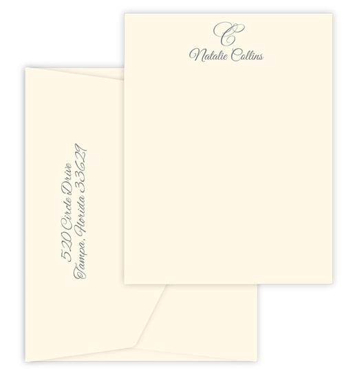 Triple Thick Watermark Flat Note Cards - Raised Ink